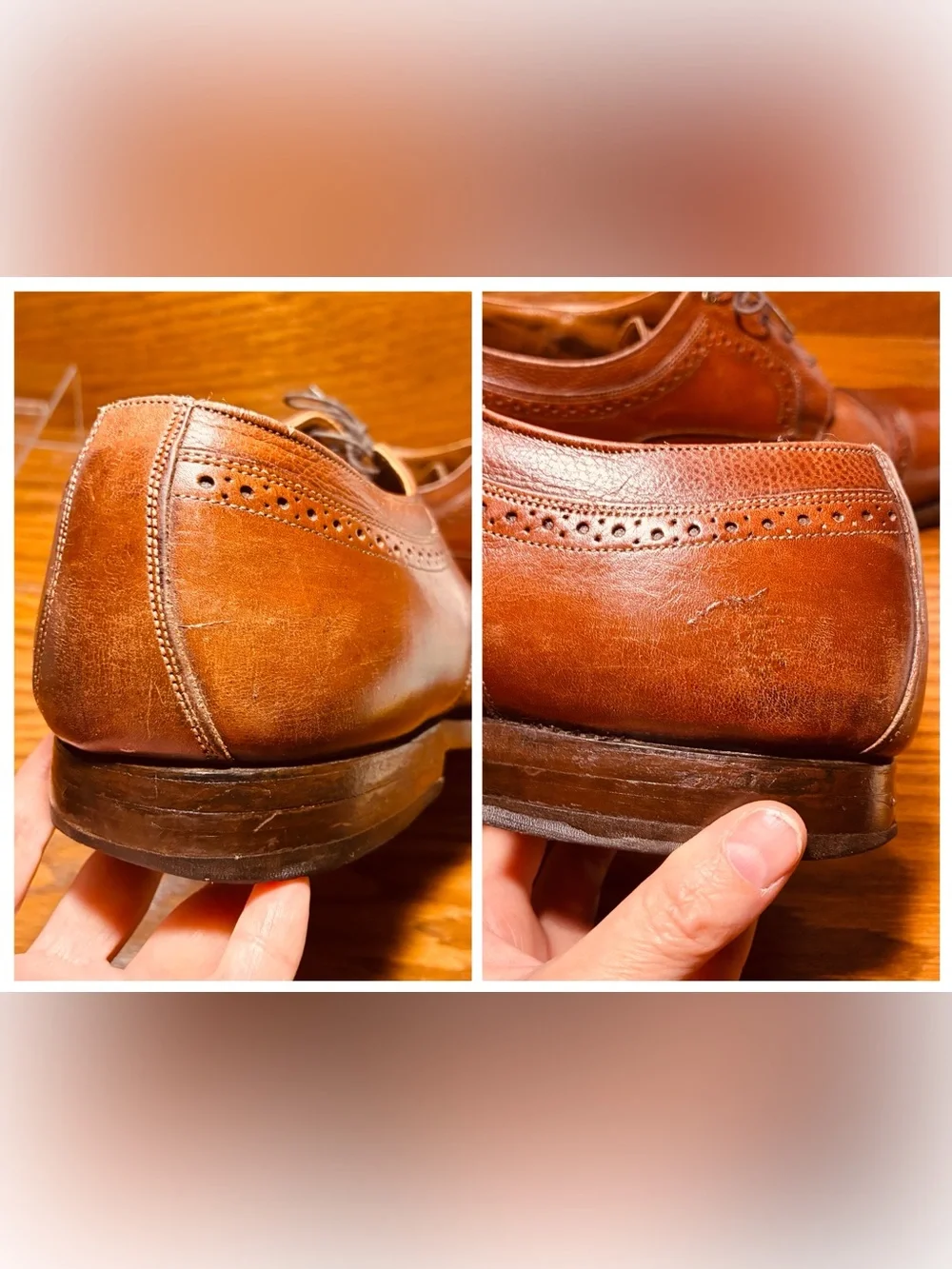 VTG Johnston & Murphy Brogue Wingtip Oxford Shoes Brown Leather Men’s Size 12